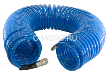 Шланг спиральный с фитингами рапид, полиуретан, 15 бар 8х12 мм 20 м - Fubag